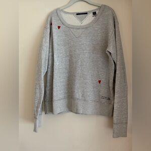 Scotch & Soda Gray Sweatshirt with Red Embroidered Heart Accents- Excellent! MED
